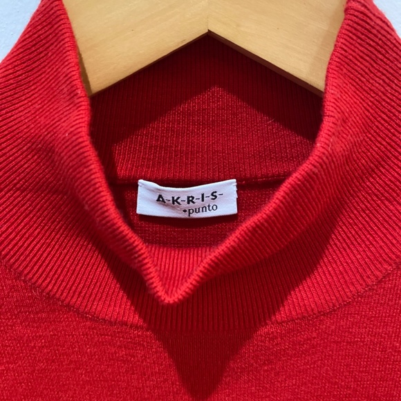 SOLD Akris Red 100% Wool turtleneck - Picture 2 of 5